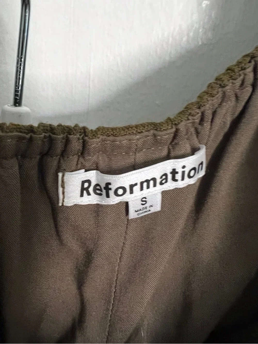 Reformation Olive Green Linen Maxi Skirt